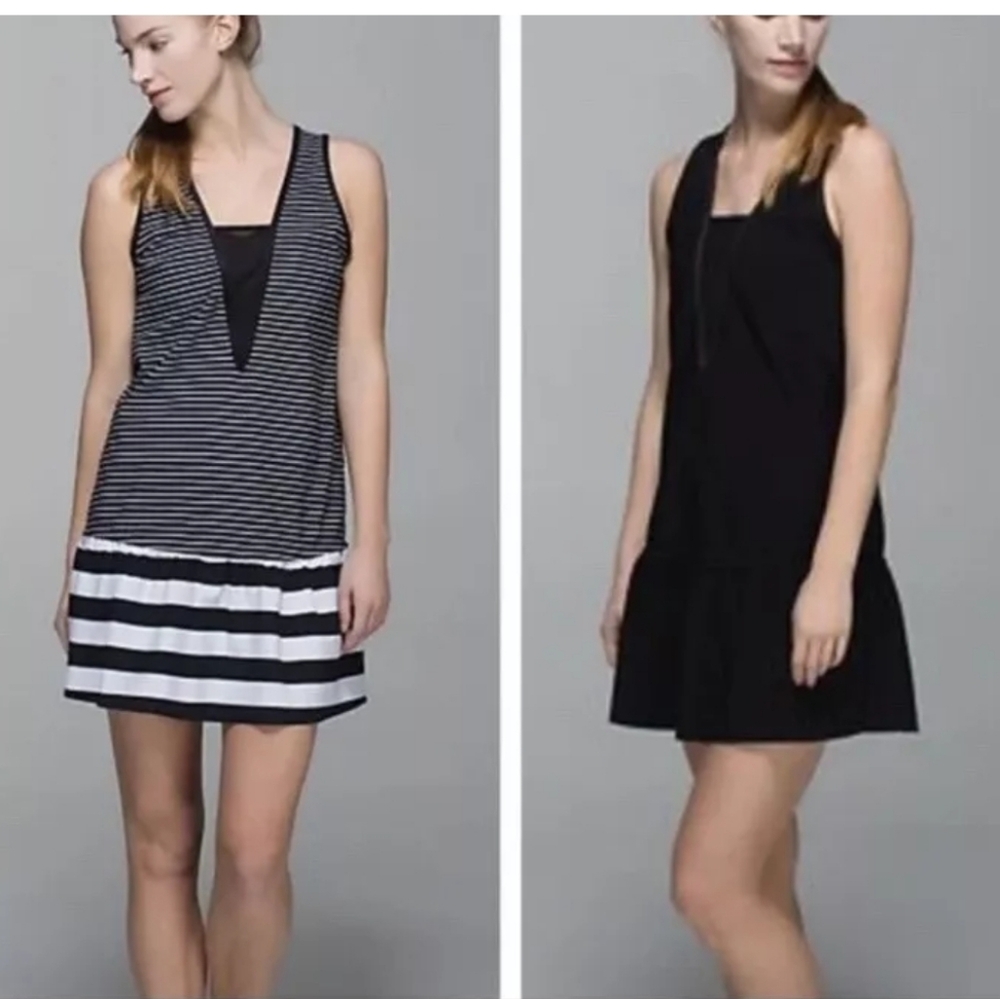 Lululemon Black & White Stripe Both Ways Dress Size 12